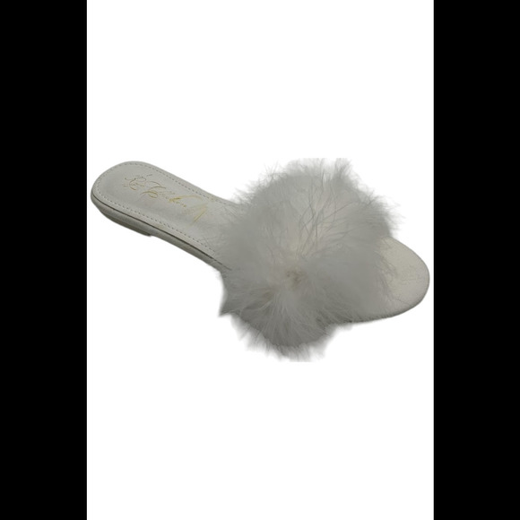 Rya Collection Women's Feather Leather Slipper Sandals Ivory - - Picture 1 of 3